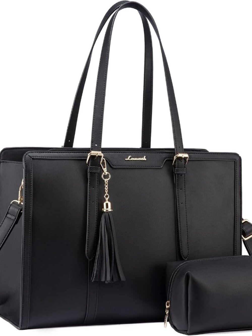 Laptop Bag for Women 15.6 inch Lightweight PU Laptop Tote Bag, Large Capacity Co